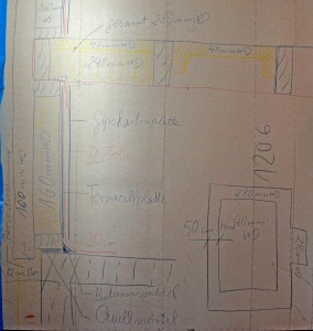 Ausbauzeichnung für bauseitige Abdichtungen und Dämmungen