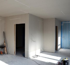 Wohnzimmer-Küche Rigips an Nordwänden