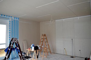 Rigips an Wohnzimmerdecke und teils an Wänden