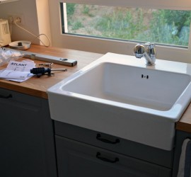 Spülstein Domsjö in Karlby-Arbeitsplatte Eiche