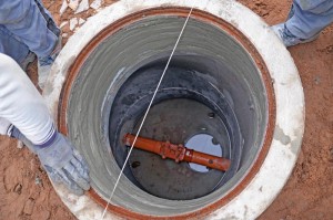 Blick in den Revisionsschacht mit abgedichteten Zwischenringen