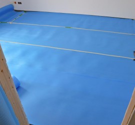 Trittschalldämmungsbahnen verklebt, Ersatzbahn hinten ersetzt