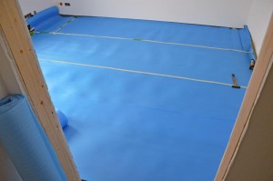 Trittschalldämmungsbahnen verklebt, Ersatzbahn hinten ersetzt