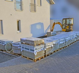 Die Paletten Rinn-Pflastersteine Padio color Beluga-Grau fein