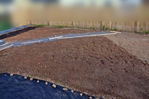 Garten nach dem Jäten, gesät und gewässert