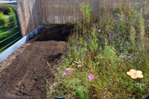 Vorbereiteter Bereich für die Blütenhecke