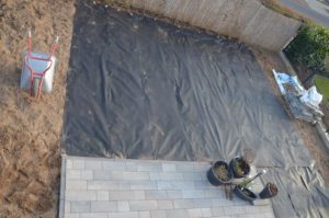 Balkonsicht mit verlegter Abdeckfolie