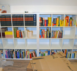Die grob eingeräumten Kallax-Bücherregale