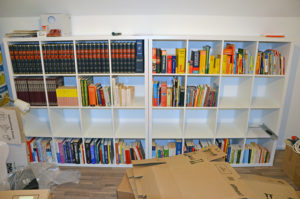 Die grob eingeräumten Kallax-Bücherregale